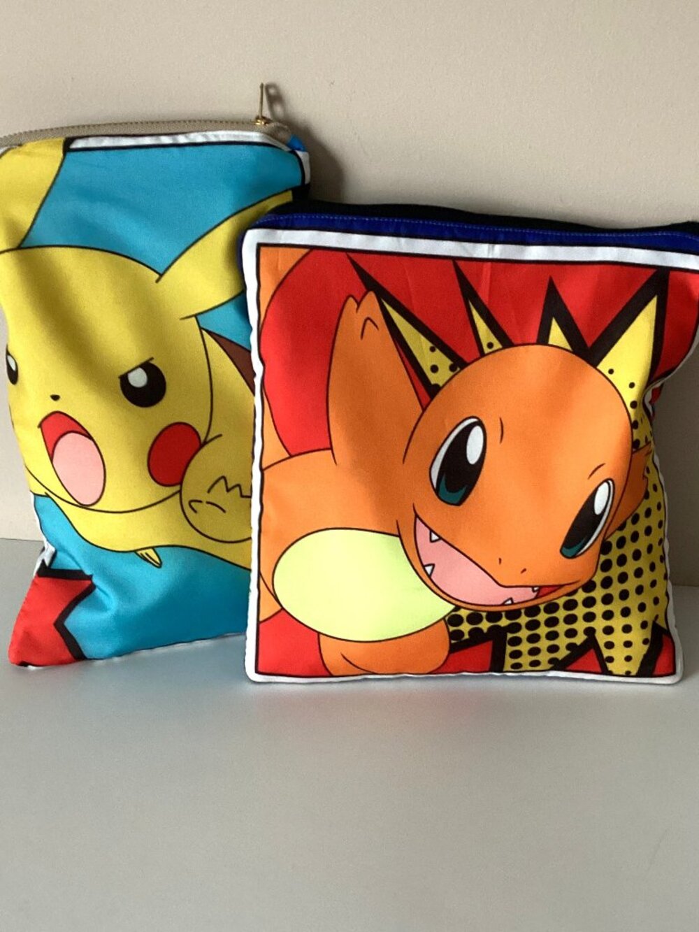 2 Pokémon Pikachu Small Handmade Zipper Pouches Make-up Coin Storage Organza Bag